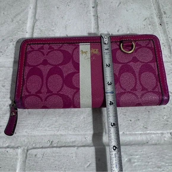 Coach Pink Signature Wallet with Zip-Around Closure - Picture 12 of 12